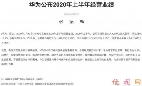 华为公开2020半年报 回到“起点”吗
